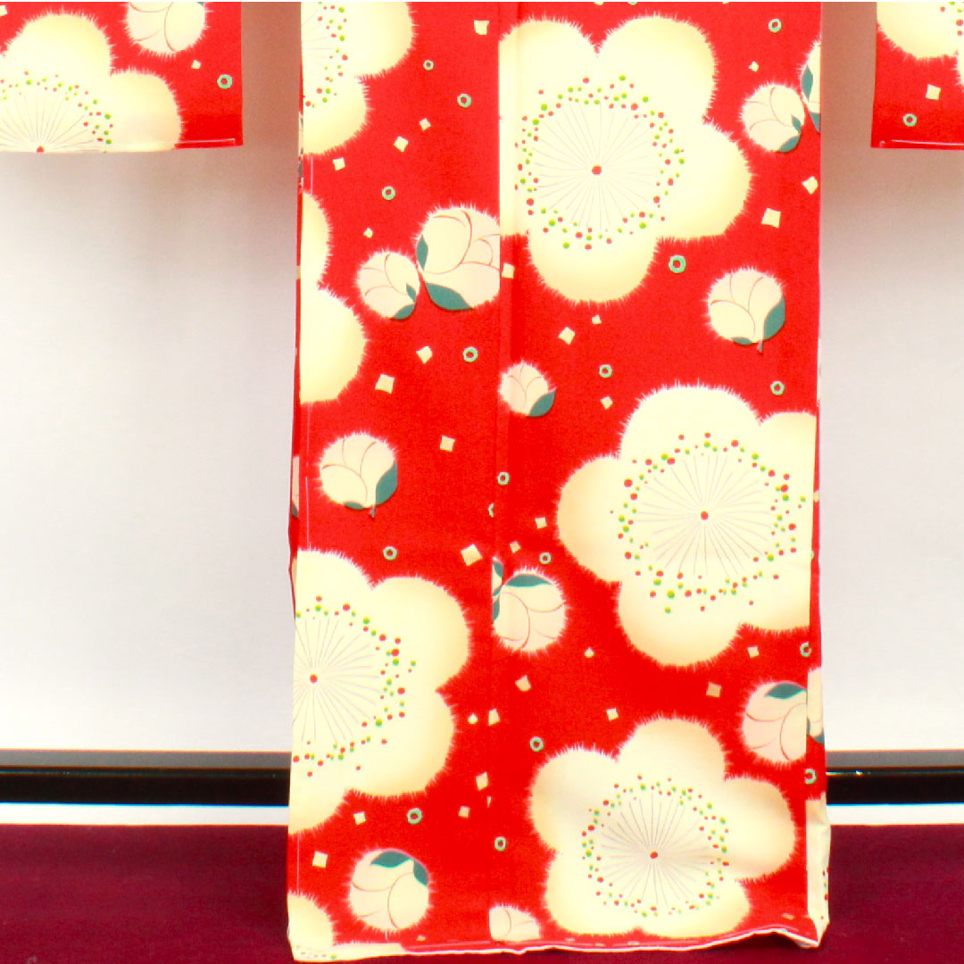 振袖 身丈171.5cm 裄丈67.5cm 袷  土耳古赤色 洗える着物 桜  ポリ Sランク 赤系 1113001082612