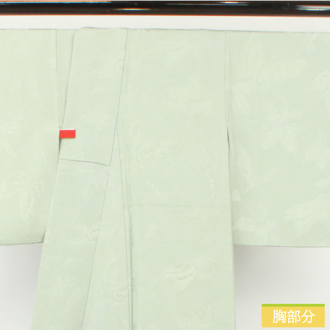 Plain color, pure silk, length 155.5cm, sleeve length 63cm, blue-and-white porcelain color, butterfly and flower pattern, three-way split katabami, lined, S rank, gray 1114001492322