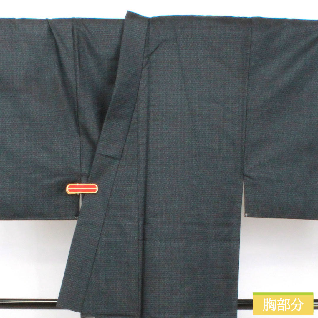 男物 正絹 Sランク 身丈139cm 裄丈66.5cm 大島紬 100亀甲 袷 紺系 1119001752318