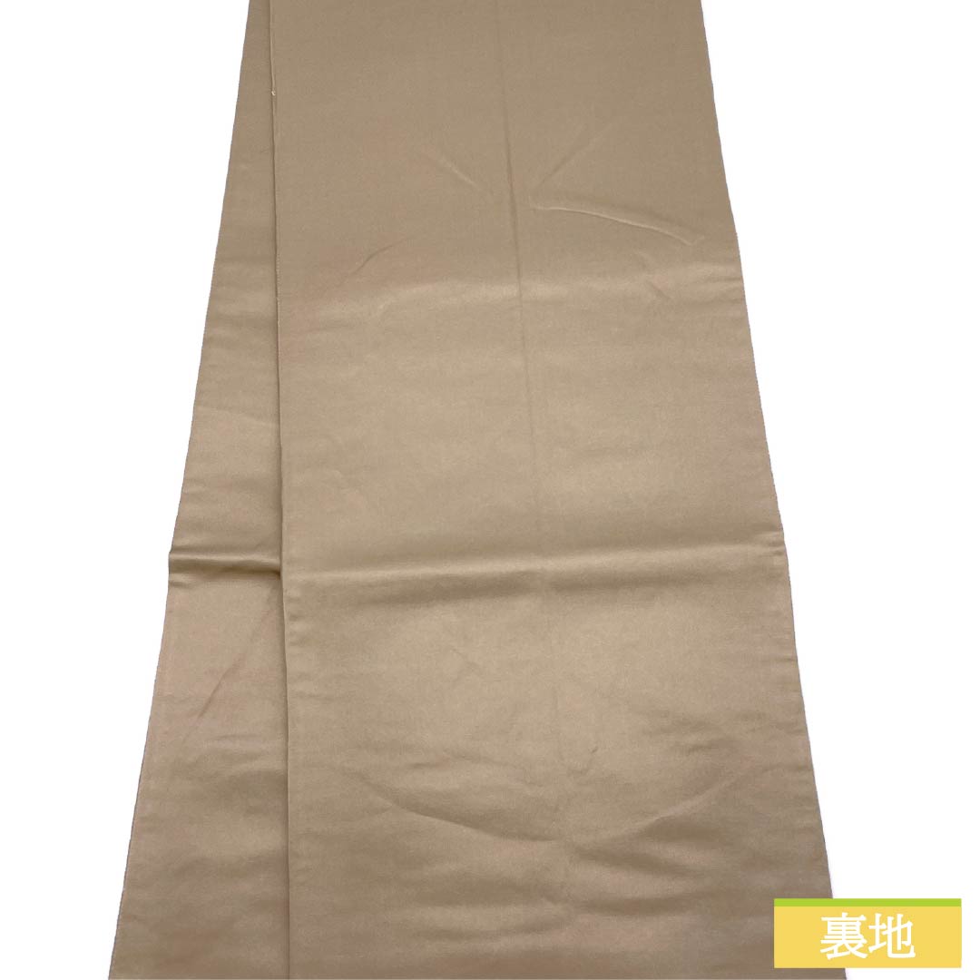 袋帯 正絹 古晒色（ふるざれいろ） 紹巴織 抽象花 帯丈434cm Sランク 六通 セミフォーマル ベージュ系 1123015022325