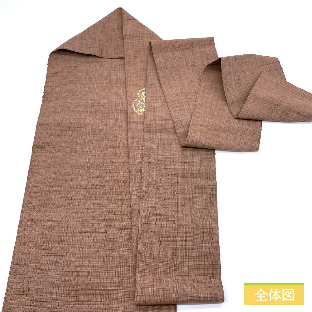 Nagoya obi, Tan pattern brown (Tangara chairo), Karaori, Sarasa pattern, obi length 350cm, pure silk, S rank, point pattern, casual, brown, 1124006912314, Nagoya tailoring