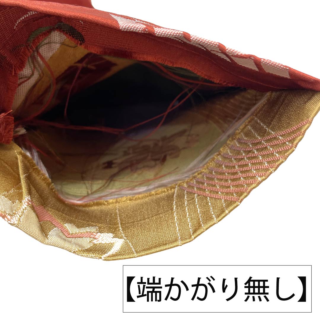 【未仕立】半幅帯 ポリエステル Sランク 牛血紅色（ぎゅうけつこういろ） 古典柄 源氏香 桜 広幅 リバーシブル 帯丈400cm 茶系 1125003132414