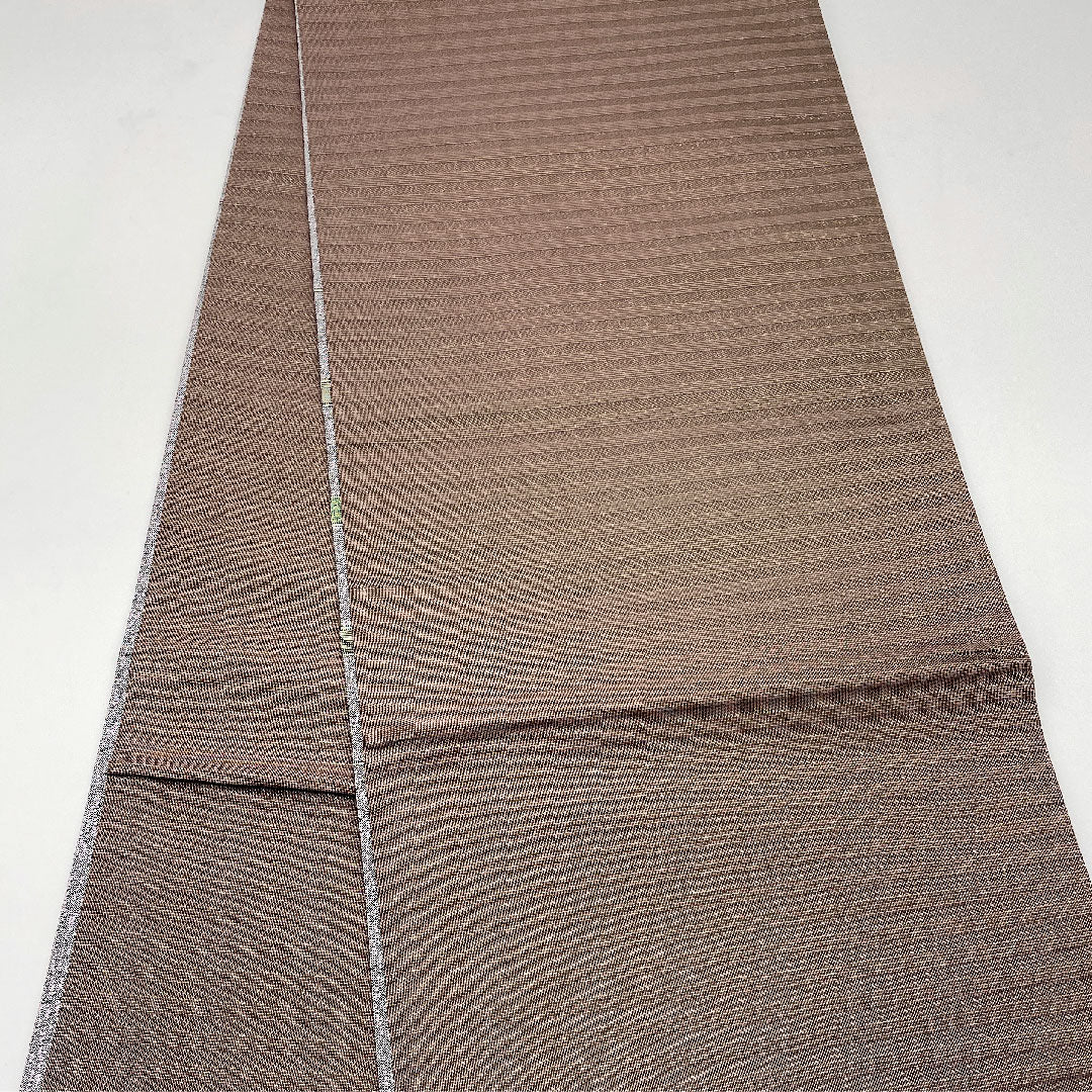 袋帯 牡丹鼠色（ぼたんねずいろ） 横段 引箔 帯丈452cm 正絹 Sランク ポイント柄 セミフォーマル グレー系 1123004922422