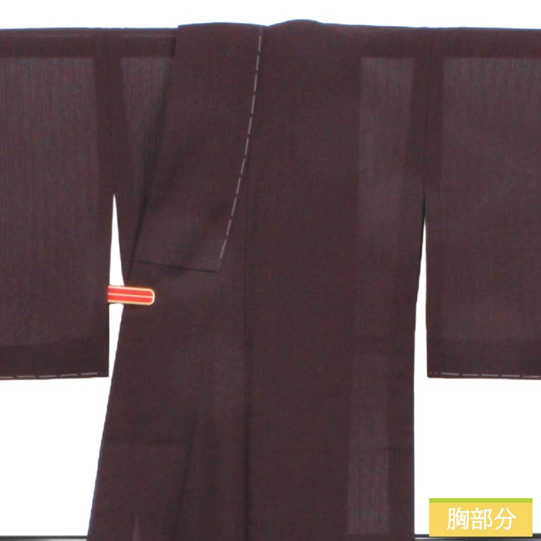 夏物 ポリエステル 色無地 Sランク 身丈163cm 裄丈64.5cm 至極色（しごくいろ） 洗える着物 素無地 伊勢丹 竪絽 紫系 1132005842420
