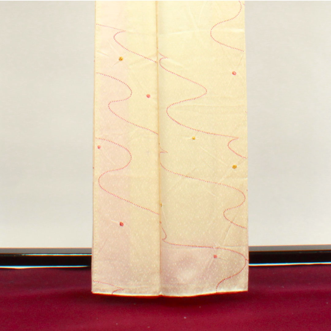 小紋 身丈162cm 裄丈60.5cm 袷  練色 絞り 抽象模様  正絹 Aランク クリーム系 1115003063415