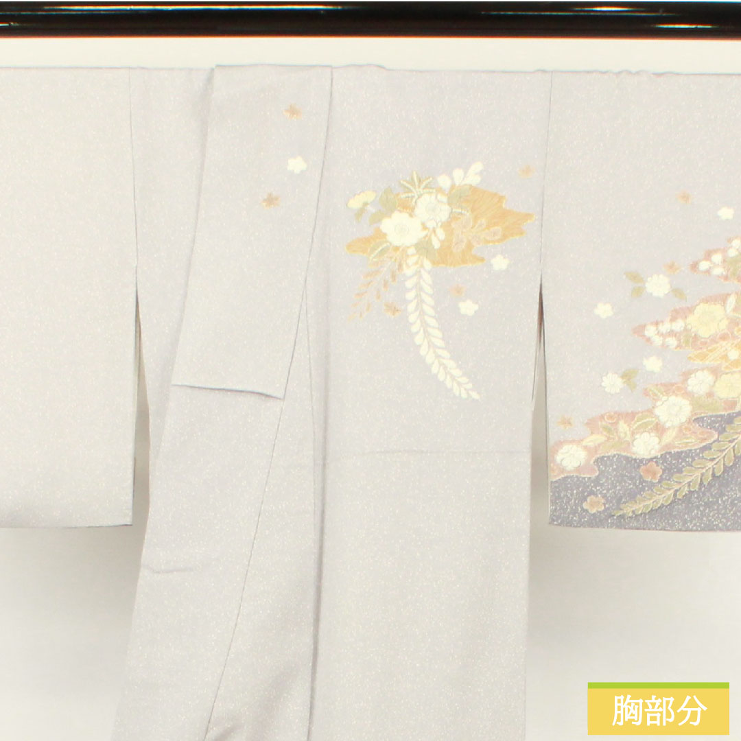 訪問着 正絹 袷 身丈156.5cm 裄丈63.5cm 雪色（せっしょく） 辻ヶ花 作家物 Aランク グレー系 1112004893322