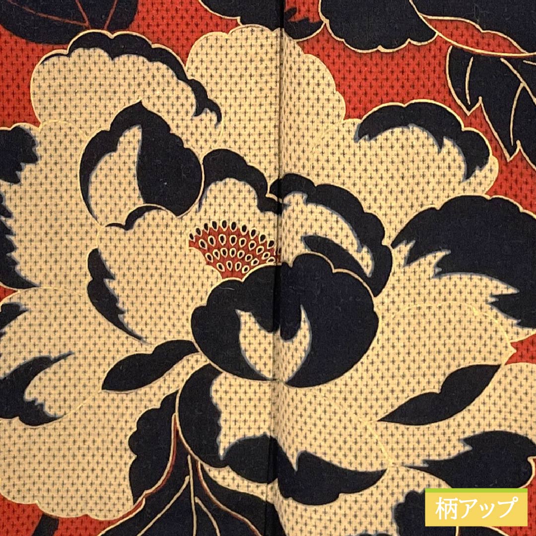 浴衣 木綿 Sランク 身丈157cm 裄丈68cm 紅絹色（もみいろ） コシノジュンコ 蚊絣 牡丹 単衣 赤系 1118007352312