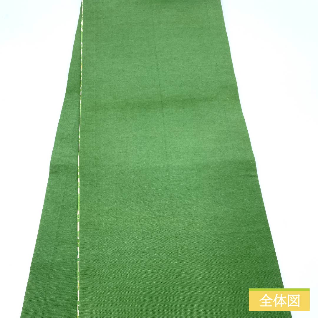 名古屋帯 生成り色（きなりいろ） 型染 菊 花唐草 帯丈366cm 正絹 Aランク 全通 カジュアル クリーム系 1124006603315 開き仕立て