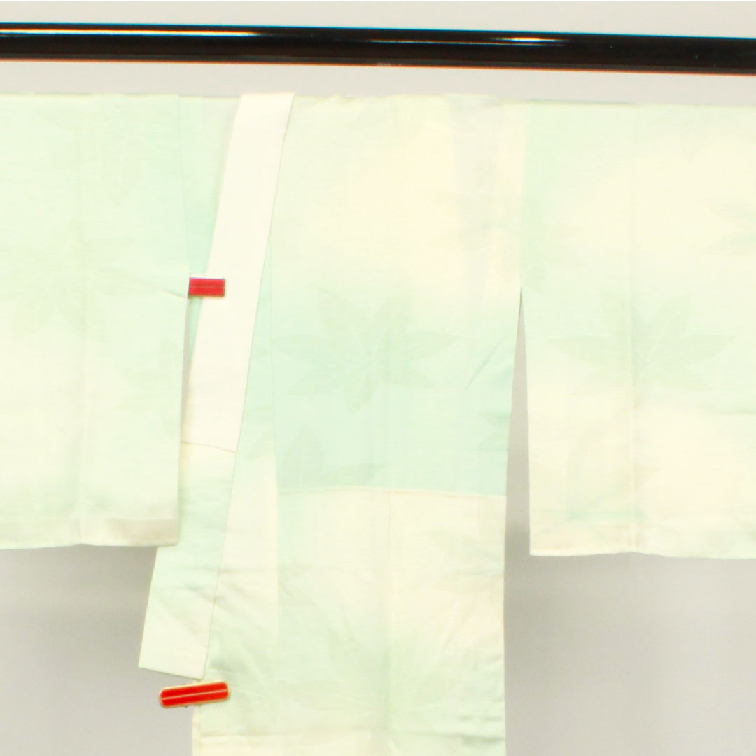 Nagajuban (long undergarment) made of pure silk, length 126.5cm, sleeve length 67cm, unlined, formal, autumn leaves, rank S, light blue, 1129000542224