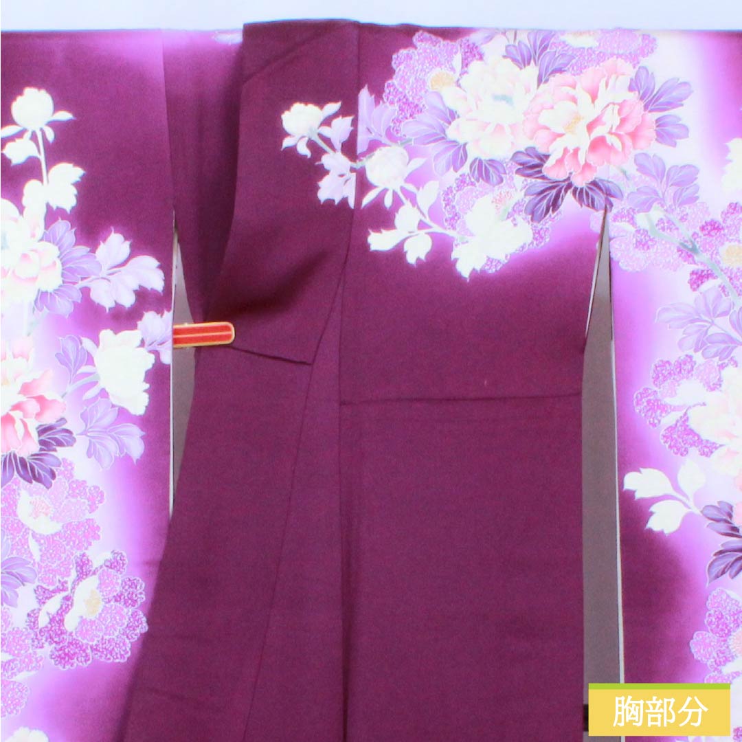 振袖 正絹 Aランク 身丈169cm 裄丈69cm 袷 似紫色（にせむらさきいろ） 京友禅 草花 紫系 1113002153520