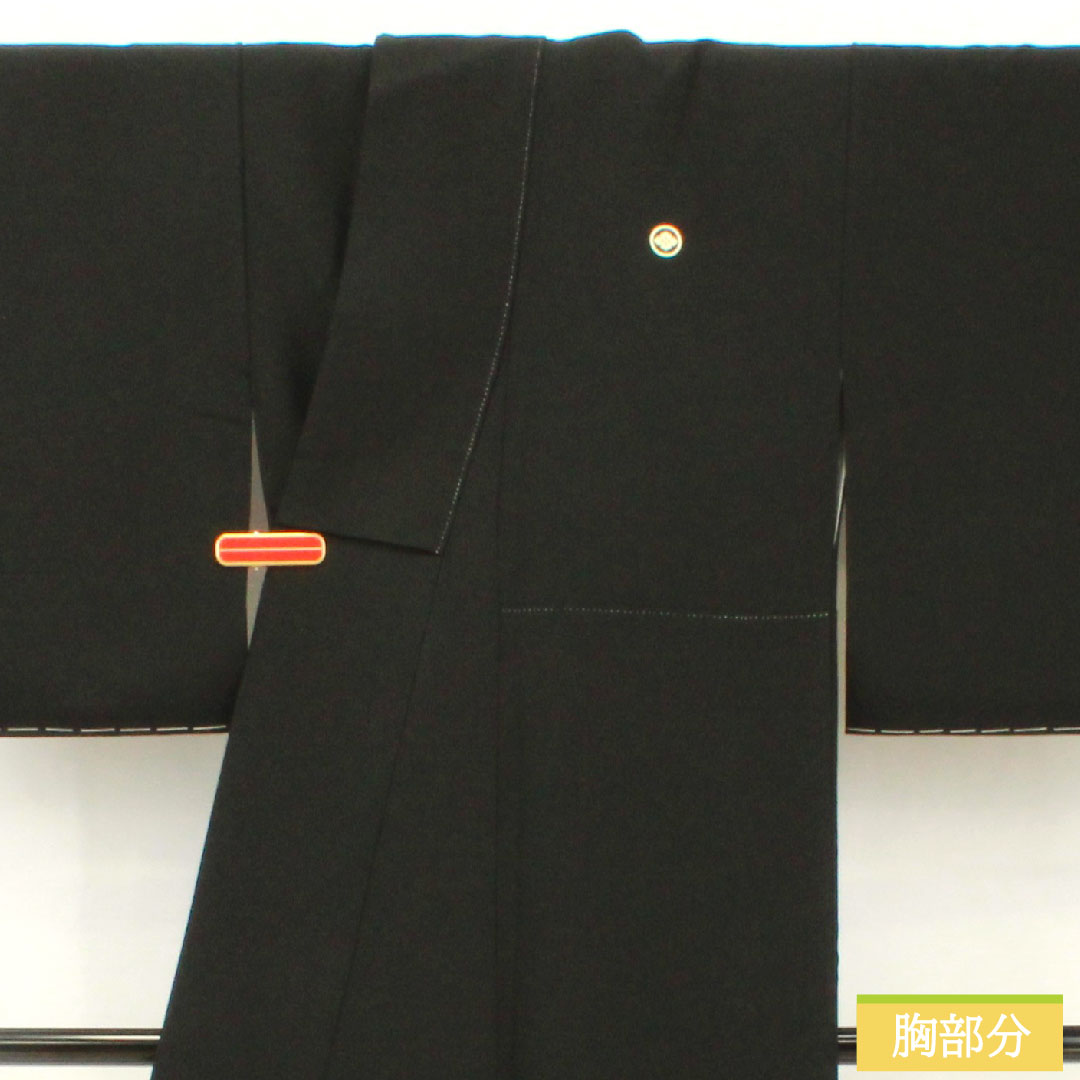 Black formal kimono, pure silk, length 161cm, sleeve length 62cm, lined, Kyoto Yuzen, Tale of Genji, artist's work, five crests, circle with diamonds, A rank, black, 1111001483410
