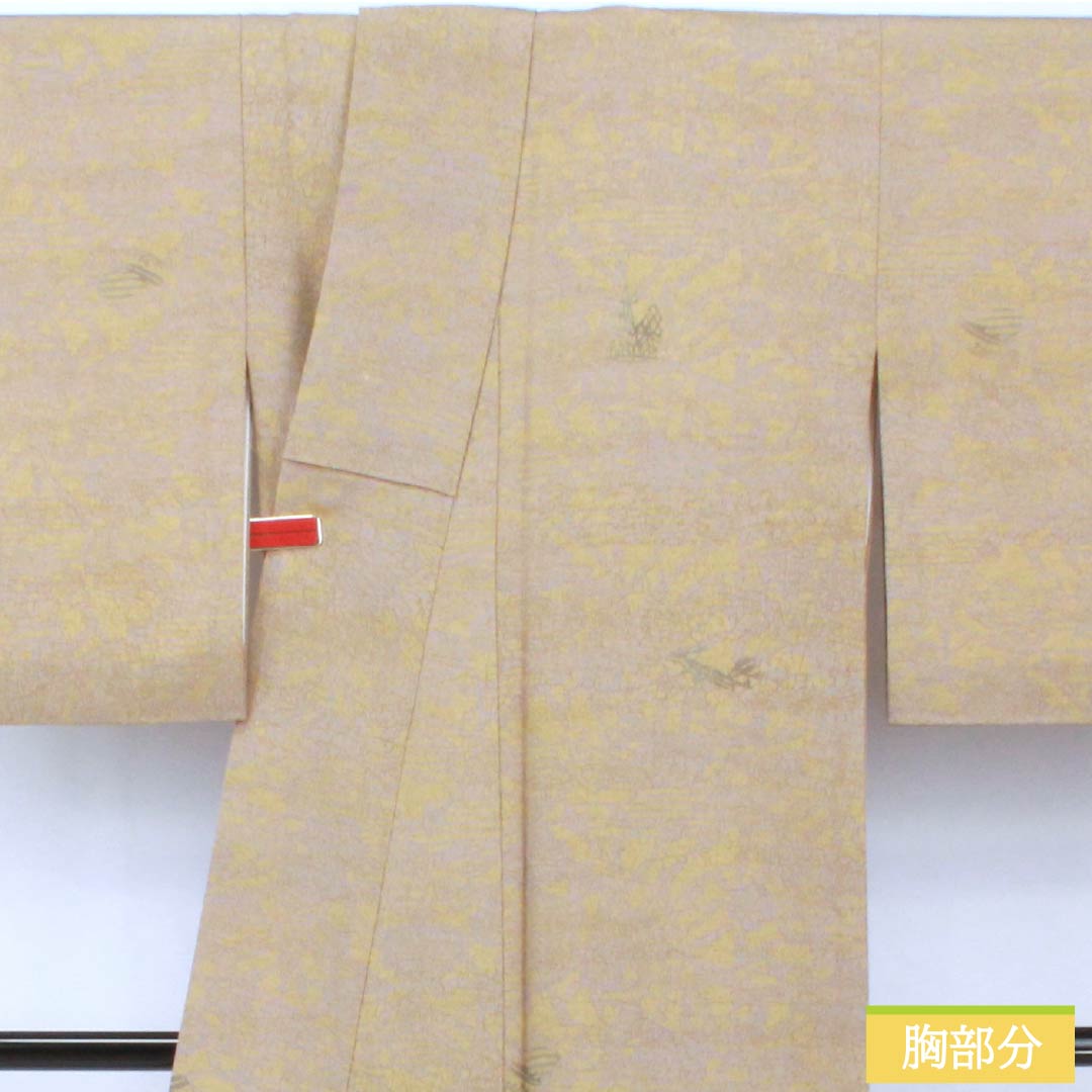 小紋 ポリエステル 身丈161cm 裄丈64.5cm 袷 鈍紫色（にぶむらさきいろ） 洗える着物 抽象模様 Sランク グレー系 1115005982422