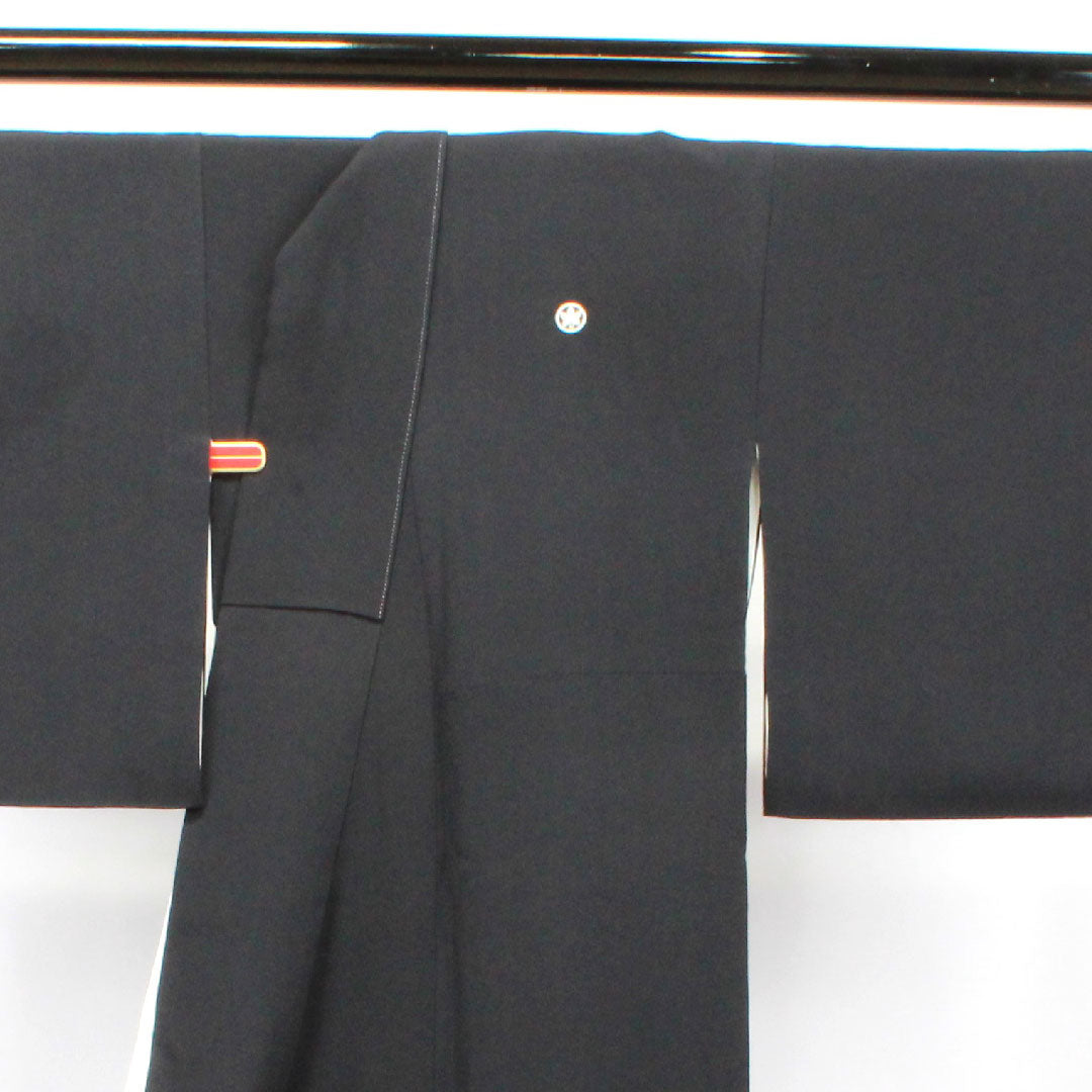 黒留袖 身丈150cm 裄丈63.5cm 袷 桐屋翠山工房 辻ヶ花 丸に沢瀉 正絹 Sランク 五つ紋 黒系 1111001122110