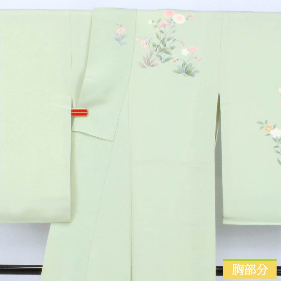 リサイクル着物】訪問着 正絹 Bランク 袷 身丈165cm 裄丈65.5cm 薄緑色