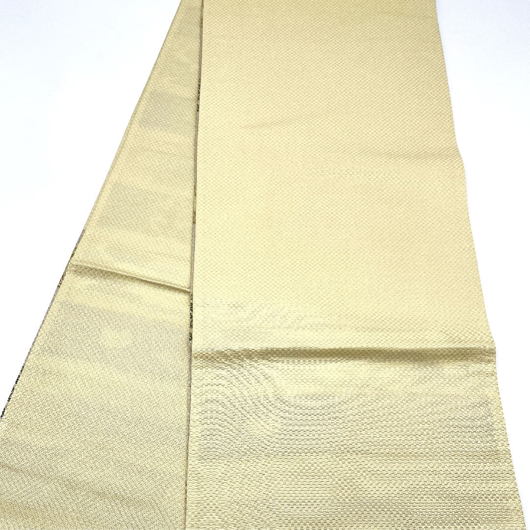 （未仕立）袋帯 灰白色（かいはくしょく） 上文錦 正倉院文様 帯丈443.5cm 正絹 Sランク 六通 セミフォーマル グレー系 1123004782322