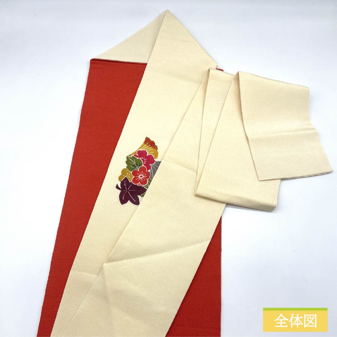 名古屋帯 正絹 Sランク 生成り色（きなりいろ） ちりめん地 京紅型 三越ちりめん 帯丈359cm ポイント柄 カジュアル クリーム系 1124009212315 名古屋仕立て