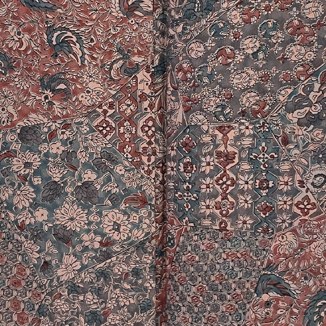 小紋 身丈160cm 裄丈64cm 袷  更紗柄 正絹 Sランク 紫系 1115000202320