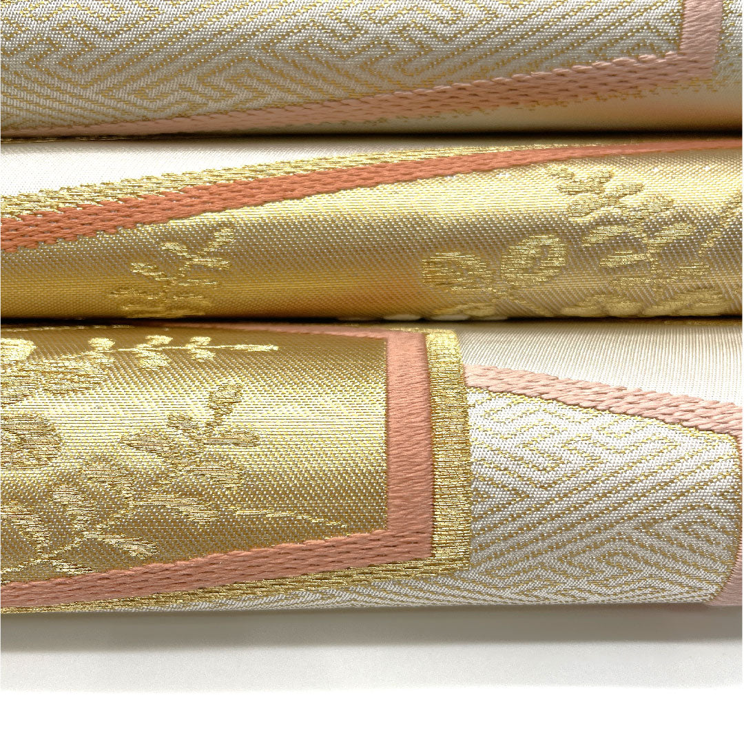 袋帯 渡文 全通 帯丈432cm 正絹 Aランク 全通 フォーマル 白系 1123003733311