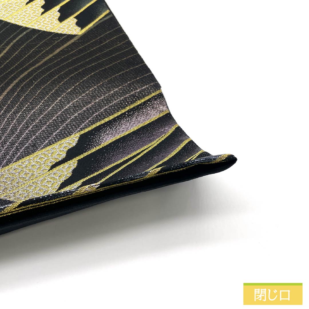 袋帯 正絹 菱に丸 七宝 帯丈450cm Sランク 六通 フォーマル 黒系 1123014002410