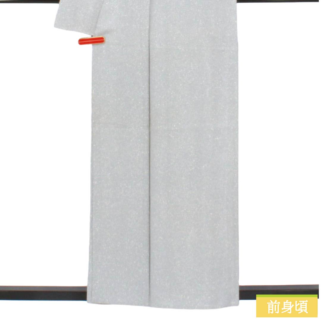 夏物 正絹 小紋 Aランク 身丈156cm 裄丈65.5cm 銀灰色（ぎんかいしょく） タタキ染 一つ紋 丸に上り藤 絽 グレー系 1132006423322