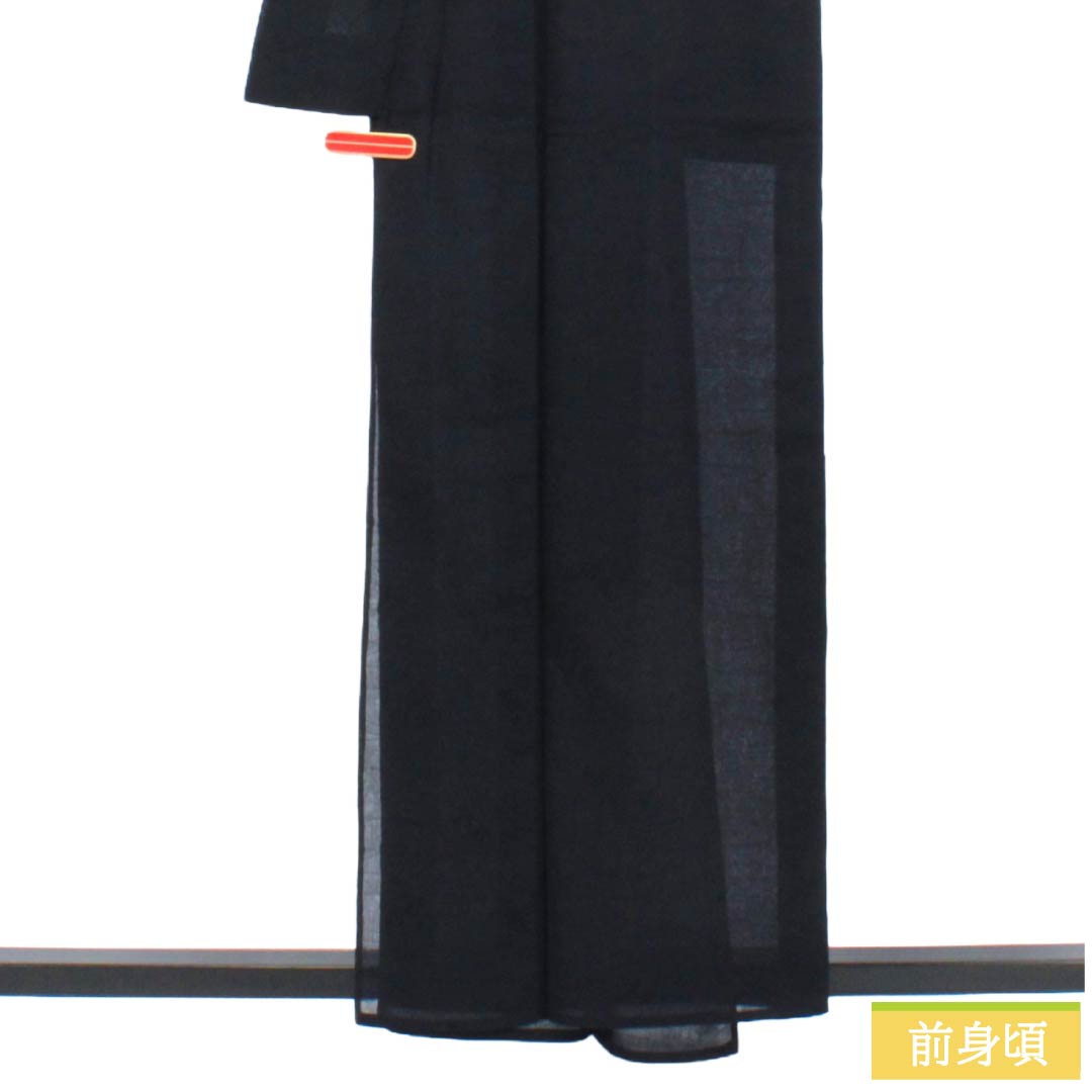 夏物 綿麻 色無地 Bランク 身丈158cm 裄丈62.5cm 濃紺色（のうこんいろ） 露芝 萩 紗 紺系 1132004574318