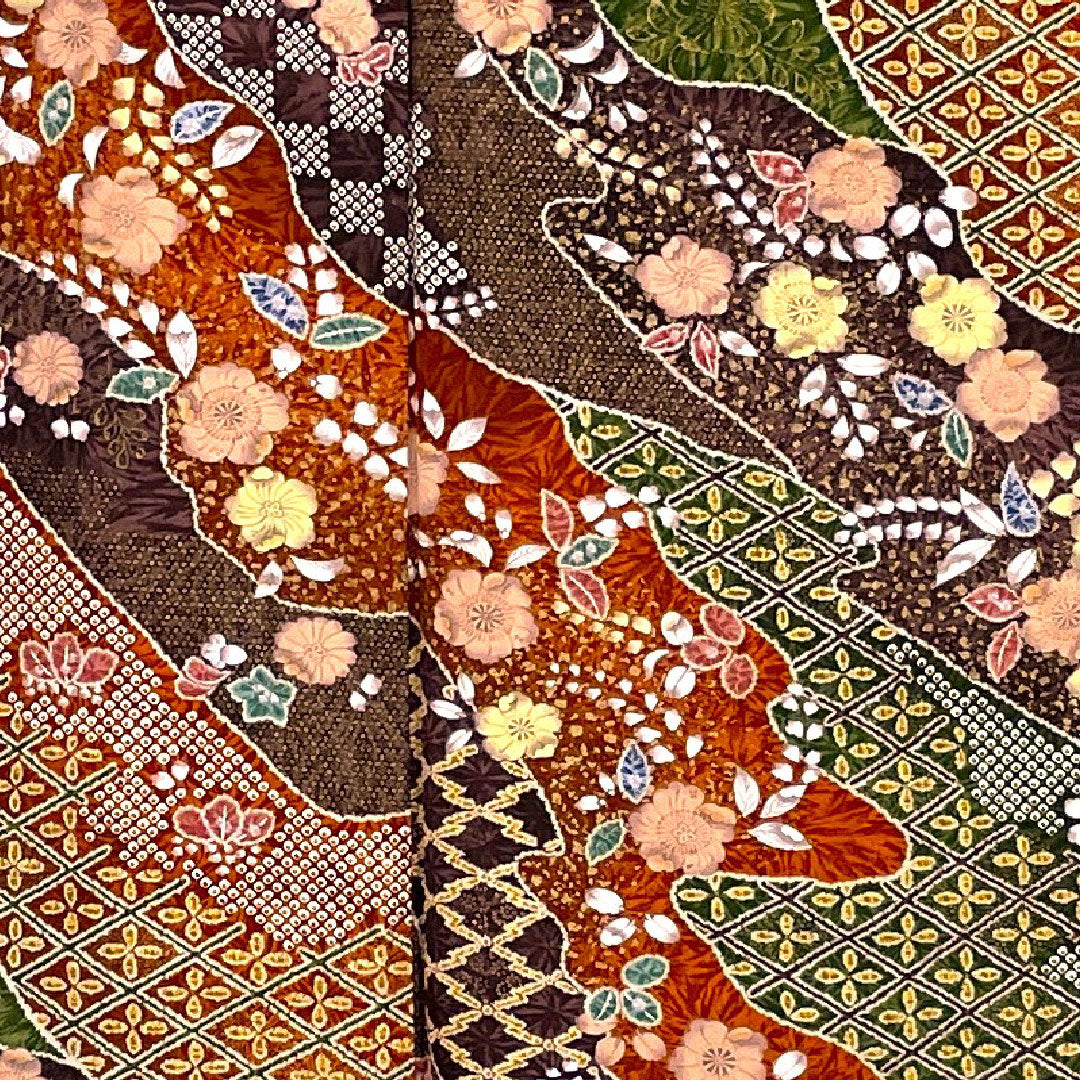 小紋 身丈160cm 裄丈65cm 袷  辻ヶ花  正絹 Sランク 茶系 1115000722314