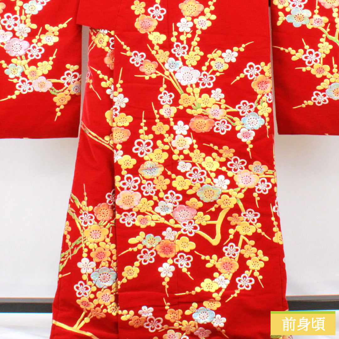 色打掛 正絹 Sランク 身丈194cm 裄丈67.5cm 金彩加工 梅 袷 赤系 1110000942912