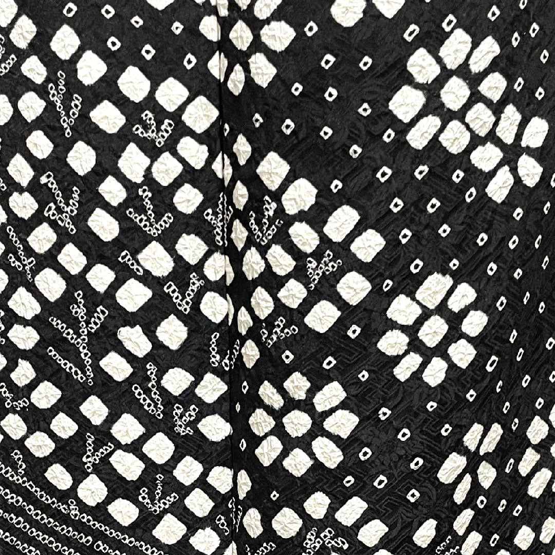 訪問着 袷 身丈159.5cm 裄丈62cm 絞り 花模様 正絹 Aランク 黒系 1112001693310