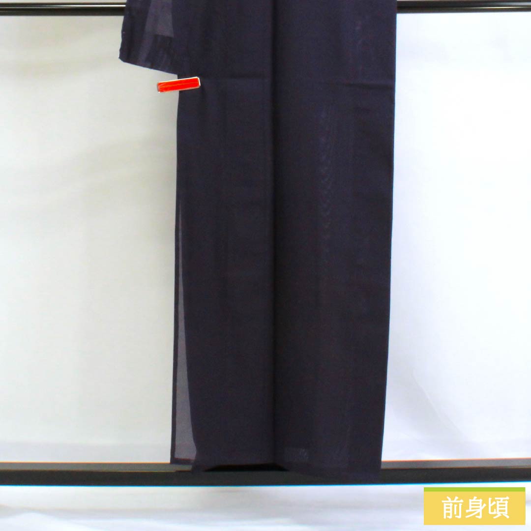 夏物 ポリエステル 色無地 Sランク 身丈154.5cm 裄丈63cm 深紫色（ふかきむらさきいろ） 居敷当て付き 洗える着物 絽 紫系 1132002982220