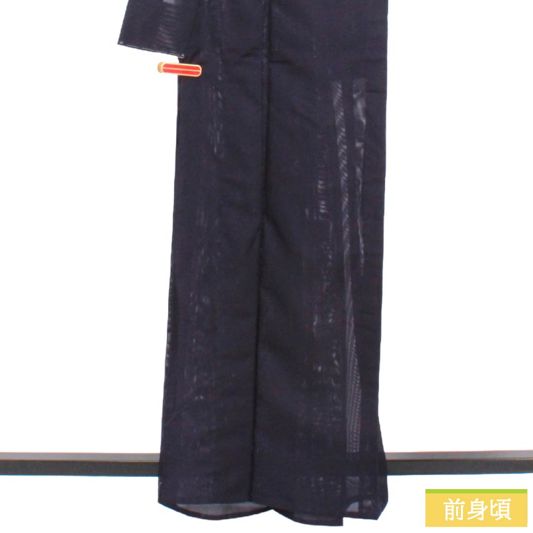 夏物 ポリエステル 色無地 Sランク 身丈163cm 裄丈63cm 緋紺色（ひこんいろ） 洗える着物 素無地 絽 紫系 1132003932420