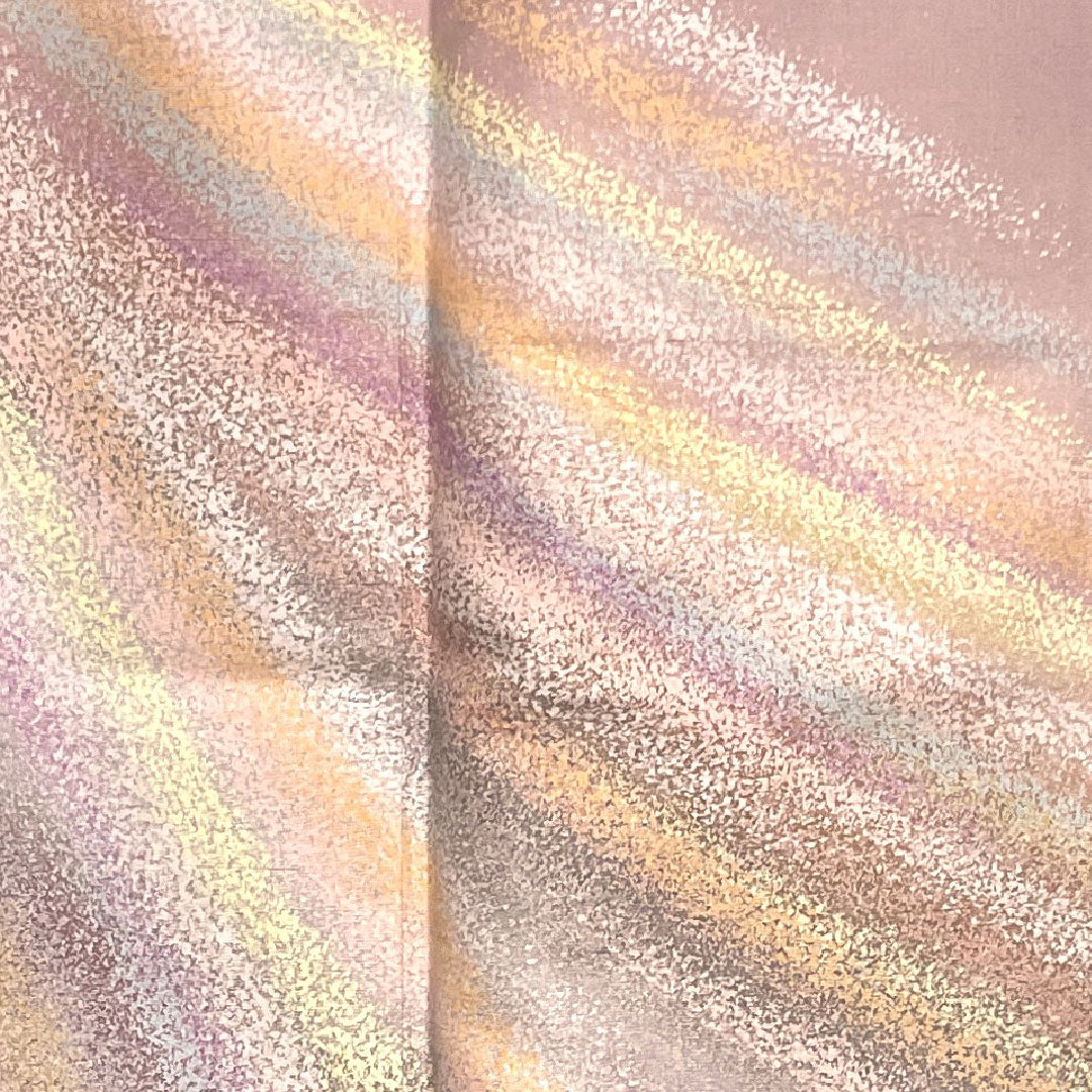 訪問着 袷 身丈153cm 裄丈63cm 葡萄色 牛首紬 白山工房 おぼろ染 正絹 Aランク 紫系 1112001813220