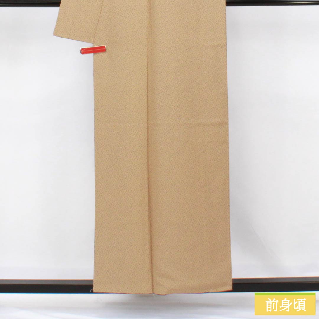 小紋 正絹 Aランク 身丈155.5cm 裄丈66cm 袷 胡桃色（くるみいろ） 小梅 型染 ベージュ系 1115006723325