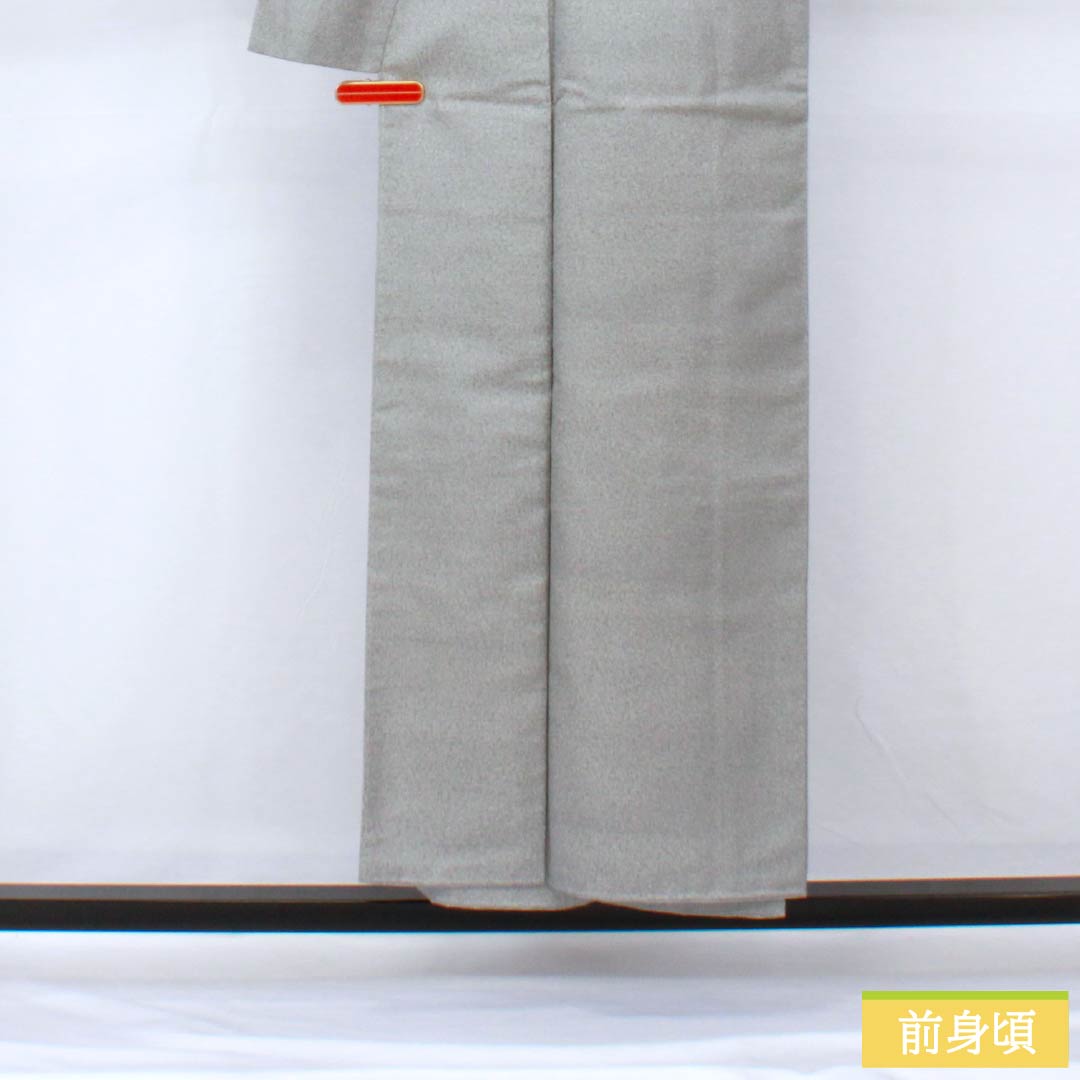 小紋正絹黄色グレー小花着物ミモザ