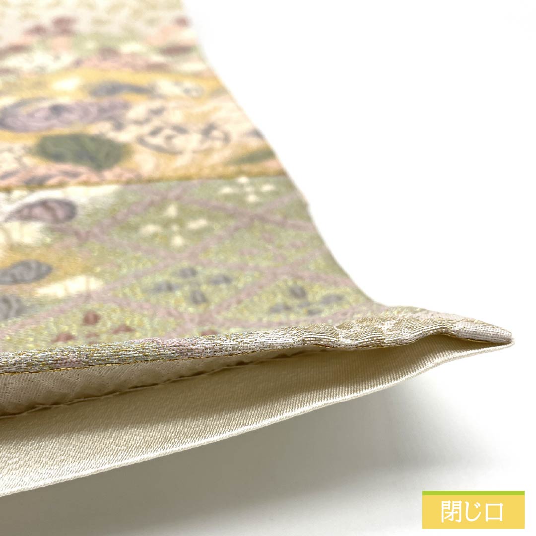 袋帯 正絹 胡粉色（ごふんいろ） 辻ヶ花 帯丈444cm Sランク 六通 フォーマル クリーム系 1123012122315