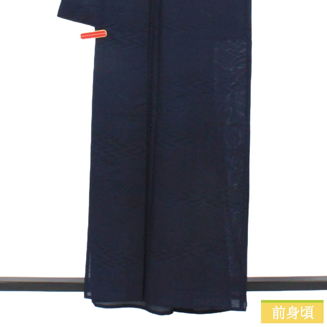 リサイクル着物】夏物 正絹 色無地 Aランク 身丈159cm 裄丈68cm 濃紺色