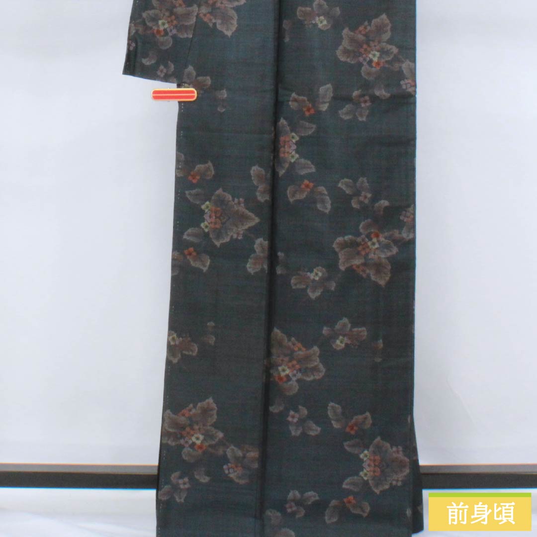 紬 正絹 Aランク 身丈166.5cm 裄丈67cm 鋼色（はがねいろ） 本場大島紬 一元絣 7マルキ 袷 青系 1116004193517