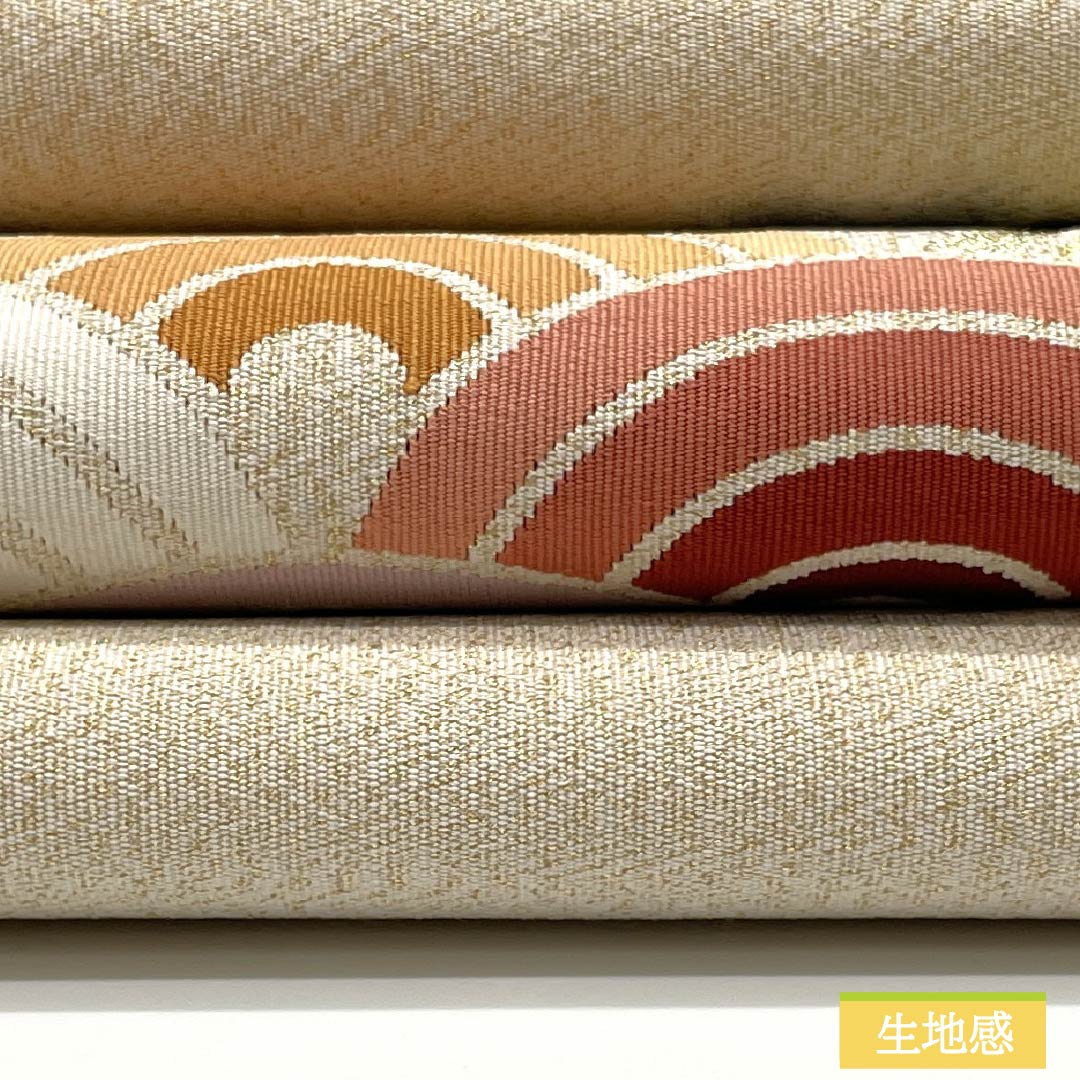 名古屋帯 正絹 Sランク 綴れ織 雲取り 青海波 帯丈430cm ポイント柄 セミフォーマル 金系 1124010522421 松葉仕立て