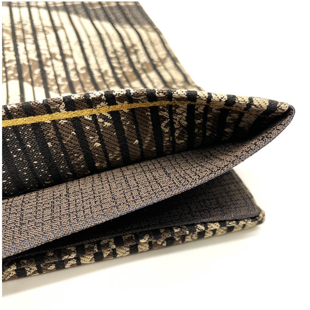 袋帯 黒色 富嶽三十六景柄 波 富士山 帯丈440cm 正絹 Aランク 六通 セミフォーマル 黒系 1123002833310