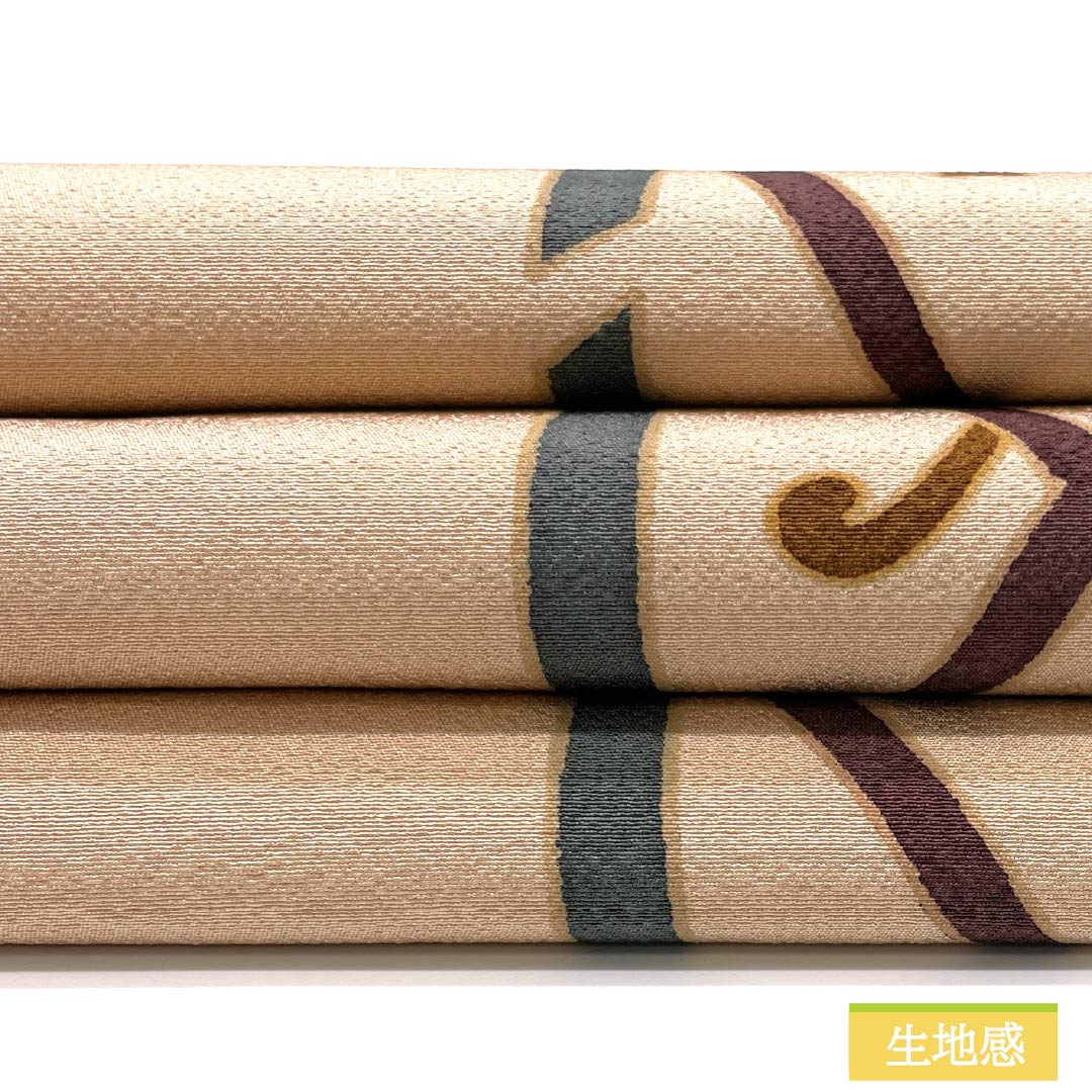 名古屋帯 翁茶色（おきなちゃいろ） 染め帯 鳥 抽象花 帯丈358cm 正絹 Sランク 全通 カジュアル ピンク系 1124008052313 名古屋仕立て