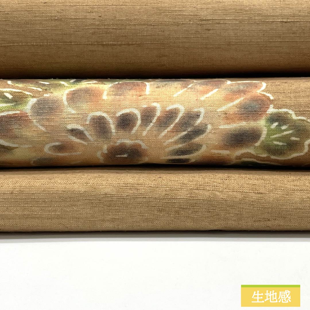 名古屋帯 正絹 Sランク 淡朽葉色（うすくちばいろ） 紬地 染め帯 菊 帯丈371cm ポイント柄 カジュアル 茶系 1124009812314 名古屋仕立て