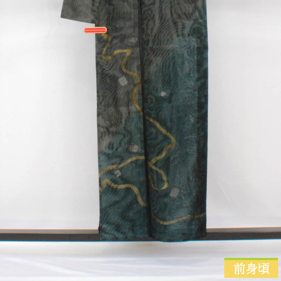 夏物 正絹 訪問着 身丈154.5cm 裄丈65cm 京友禅 抽象柄 紗袷 Sランク グラデーション系 1132001972299