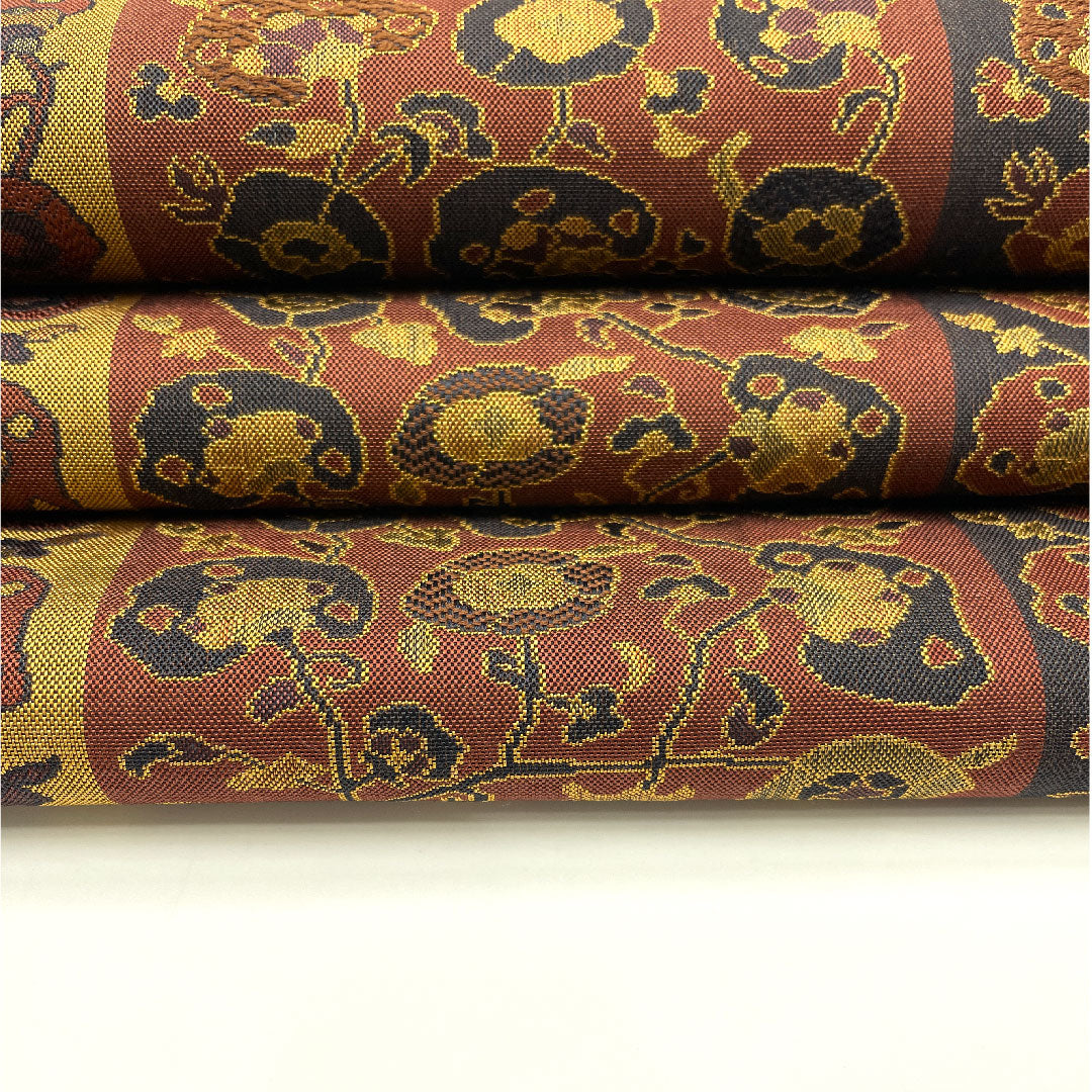 Nagoya obi, Shobaori, abstract pattern, obi length 357.5cm, pure silk, S rank, full length, casual, brown, 1124002382314, Nagoya style