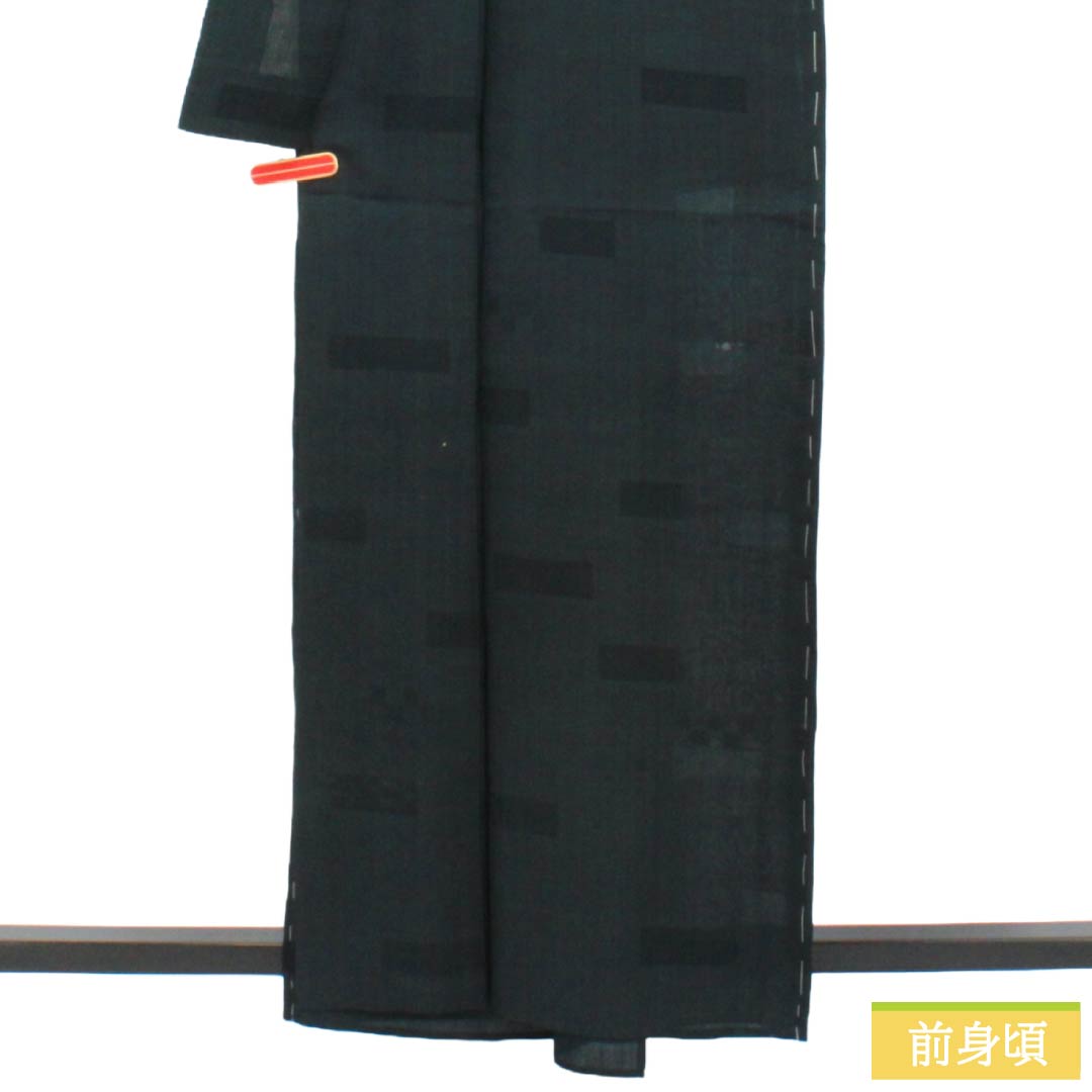 夏物 正絹 色無地 Bランク 身丈161cm 裄丈65.5cm 紬地 紋紗 紗 黒系 1132003824410