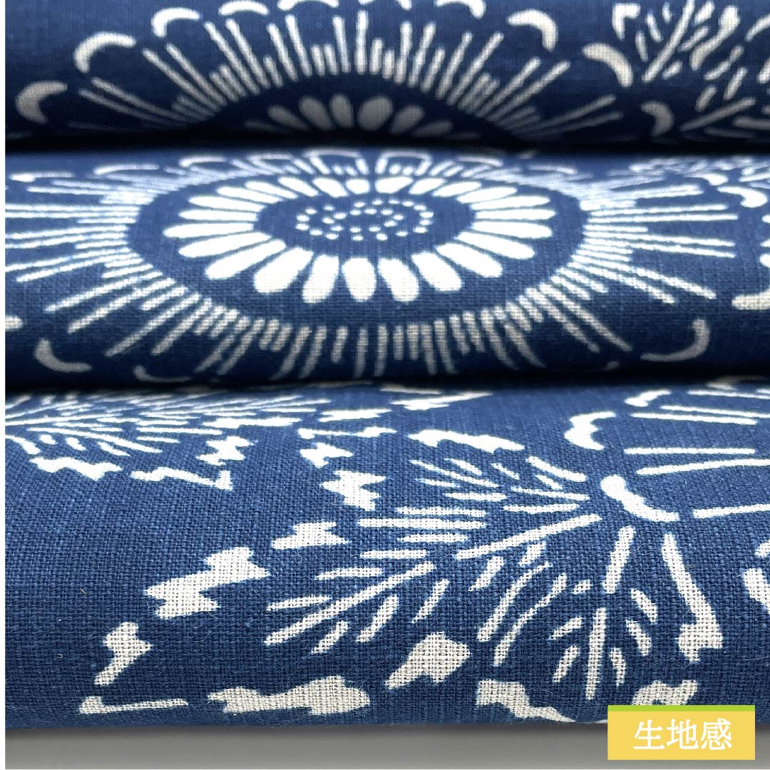 名古屋帯 正絹 紺藍色（こんあいいろ） 型染 花柄 帯丈349cm Sランク 六通 カジュアル 紺系 1124006272318 名古屋仕立て