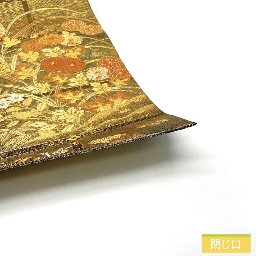 袋帯 正絹 Sランク 引箔 西陣織 吉祥文様   帯丈440cm 六通 フォーマル 金系 1123016782321