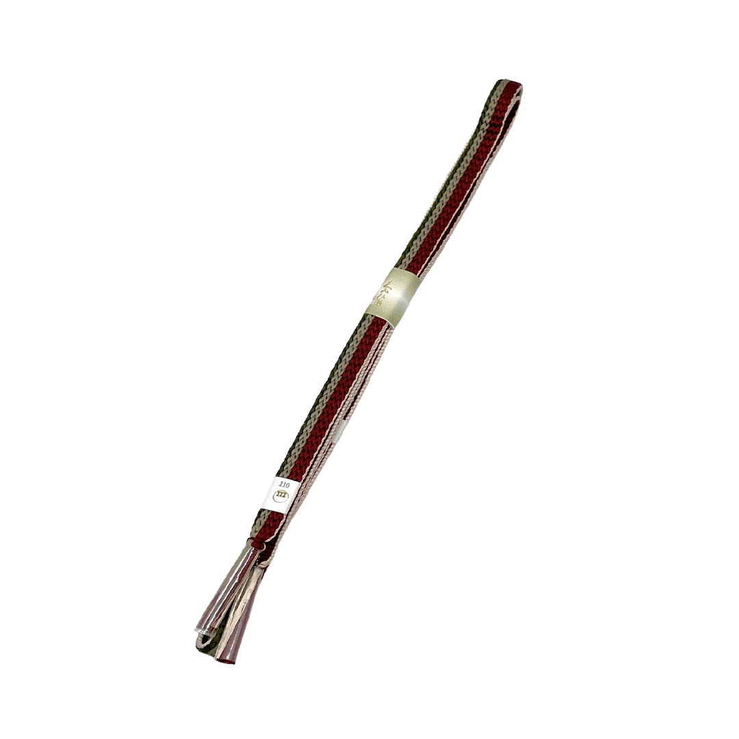 （新古品） 帯締め・帯揚げセット 正絹 NEWランク 紅海老茶色（べにえびちゃいろ） 渡敬謹製 古典柄 扇 長さ約164cm 幅約1.5cm カジュアル 茶系 1141000601314