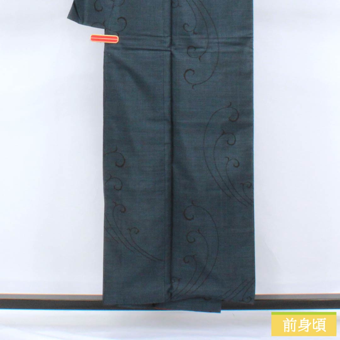 紬 正絹 Sランク 身丈155cm 裄丈63.5cm 鋼色（はがねいろ） 本場大島紬 片ス式 9マルキ 袷 青系 1116004202317