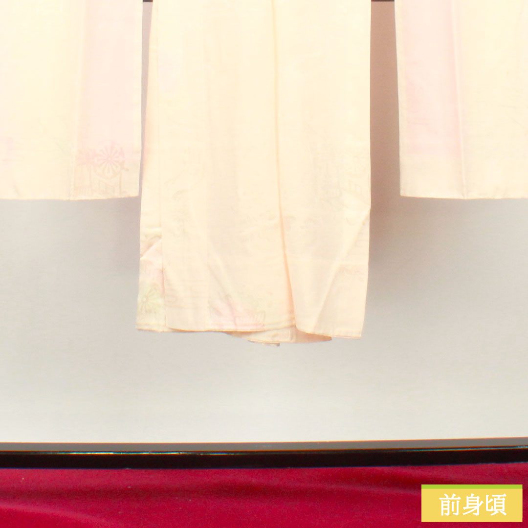 長襦袢 正絹 身丈136cm 裄丈69.5cm 袷 曙色（あけぼのいろ） ボカシ染 振袖用 吉祥文様 Aランク ピンク系 1129000723513