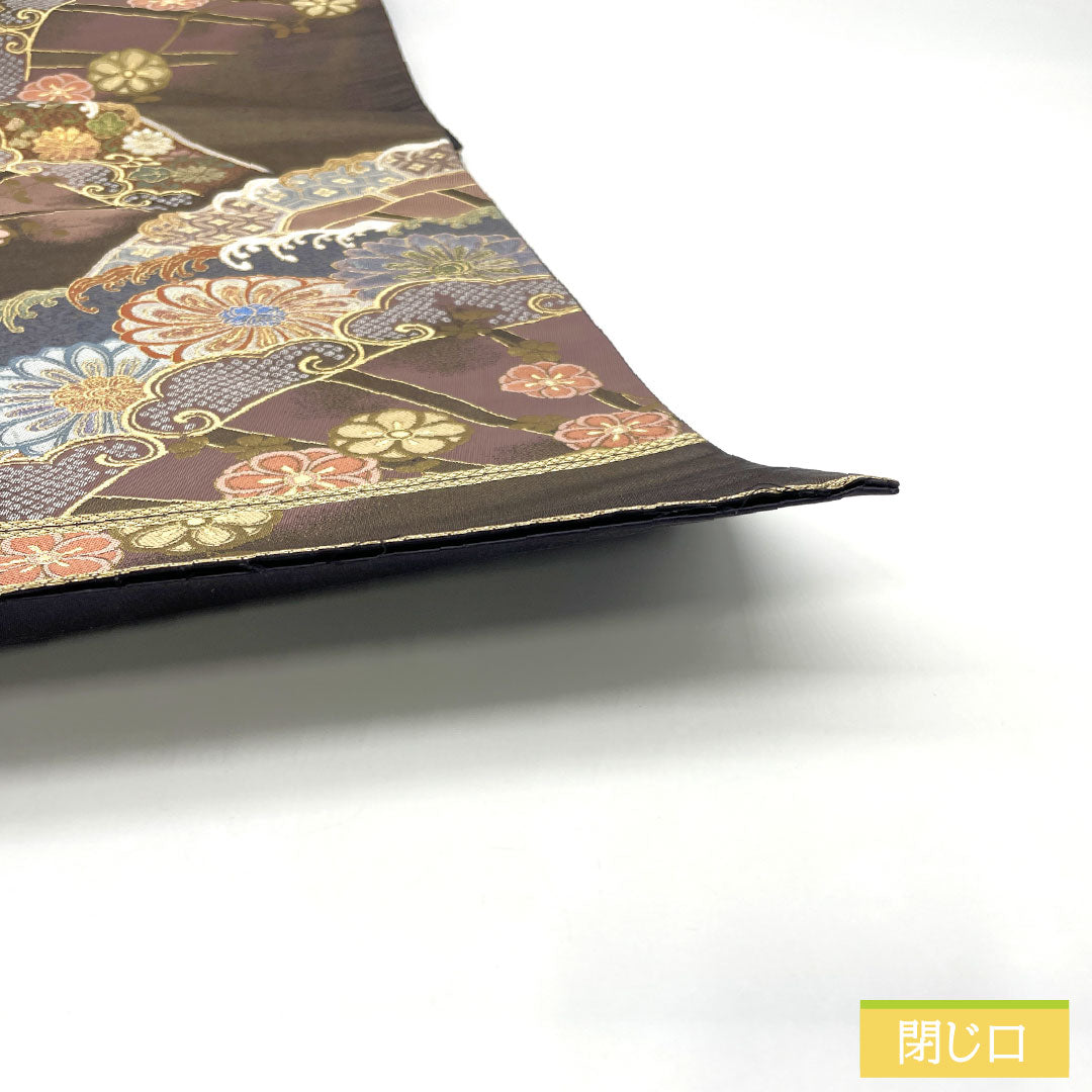 袋帯 正絹 Aランク 深滅紫色（ふかきけしむらさきいろ） 西陣織 吉祥文様 金通し  帯丈416cm 六通 フォーマル 紫系 1123017043320