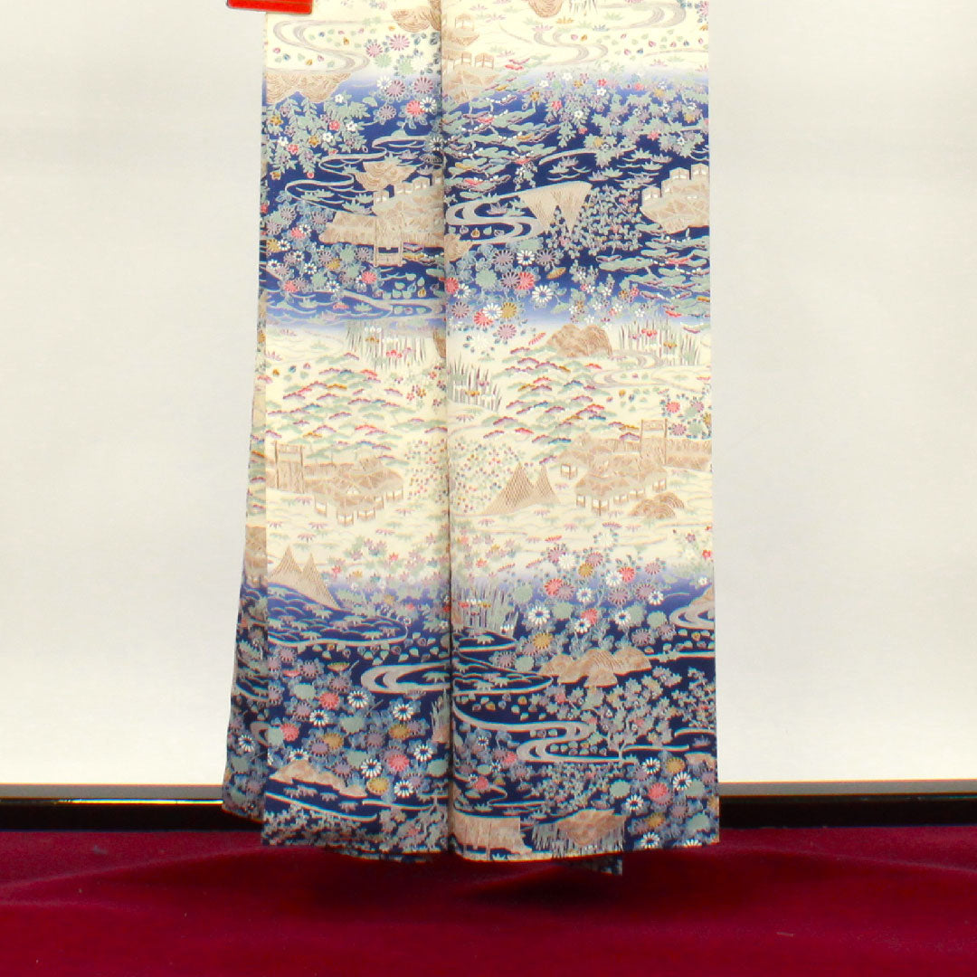 訪問着 正絹 袷 身丈158.5cm 裄丈65cm 乳白色 京友禅 茶屋辻 Sランク クリーム系 1112002972315